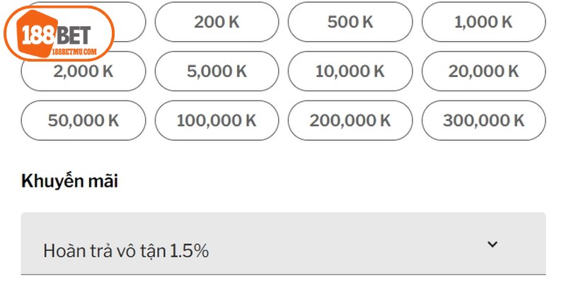 Phương thức nạp tiền 188BET thông dụng trong hệ thống